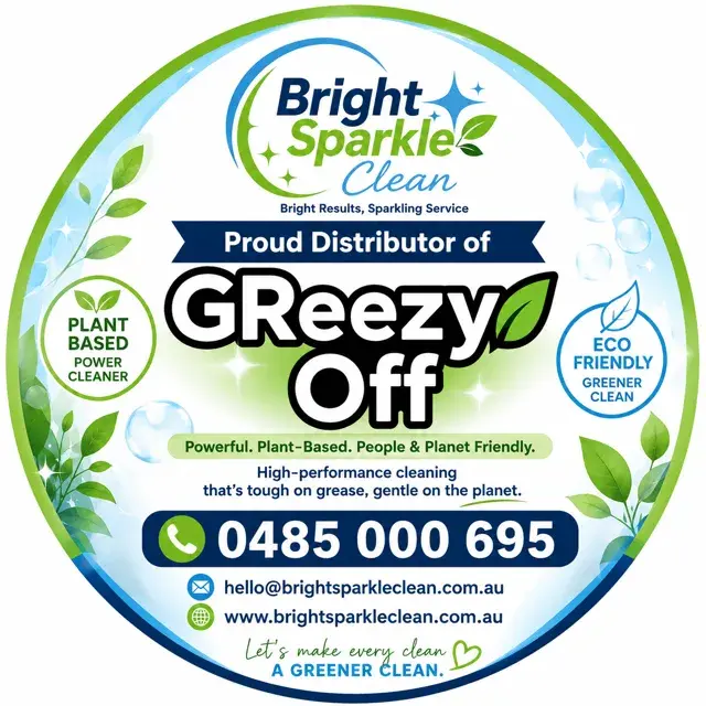 Bright Sparkle Clean, proud distributor of GReezy Off plant-based power cleaner